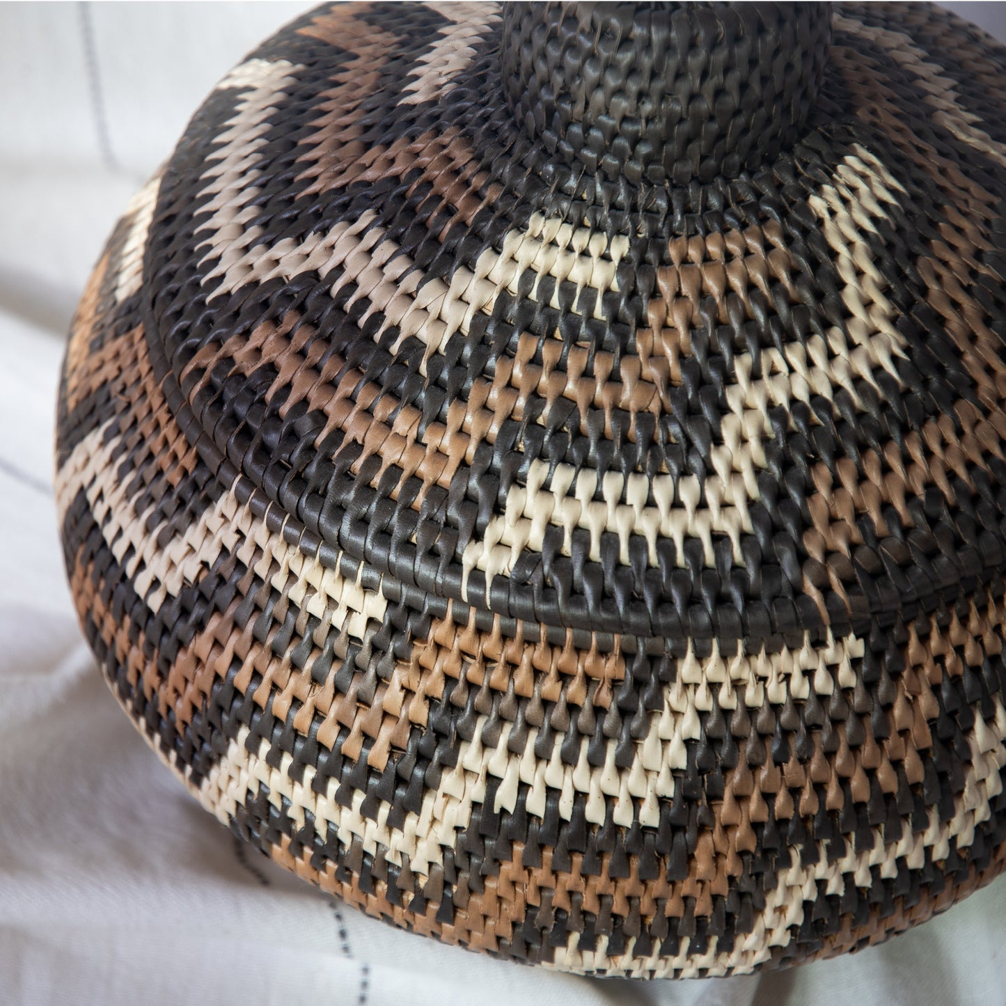 steps decorative basket with lid | charcoal