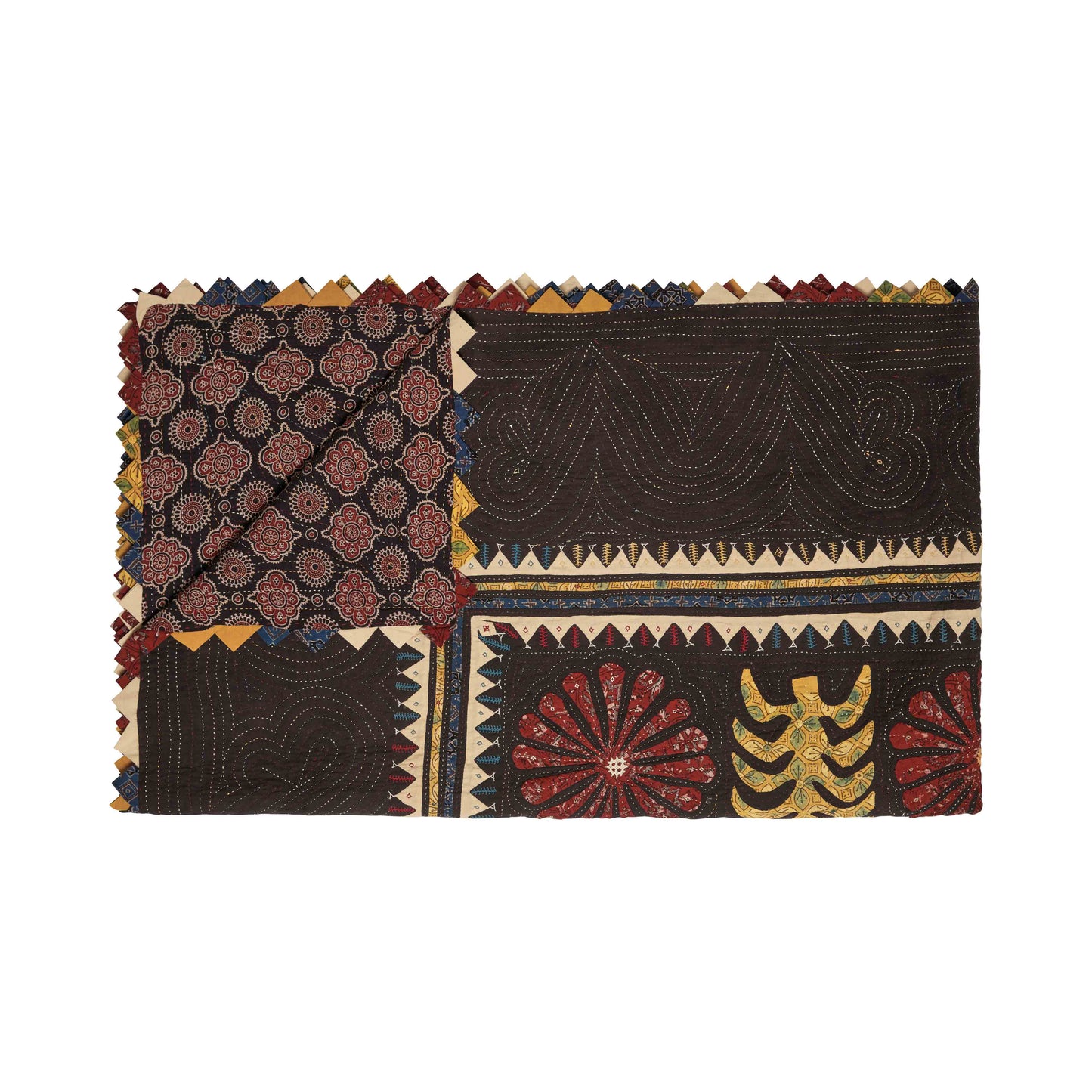 wildside embroidered appliqué natural dye bedspread
