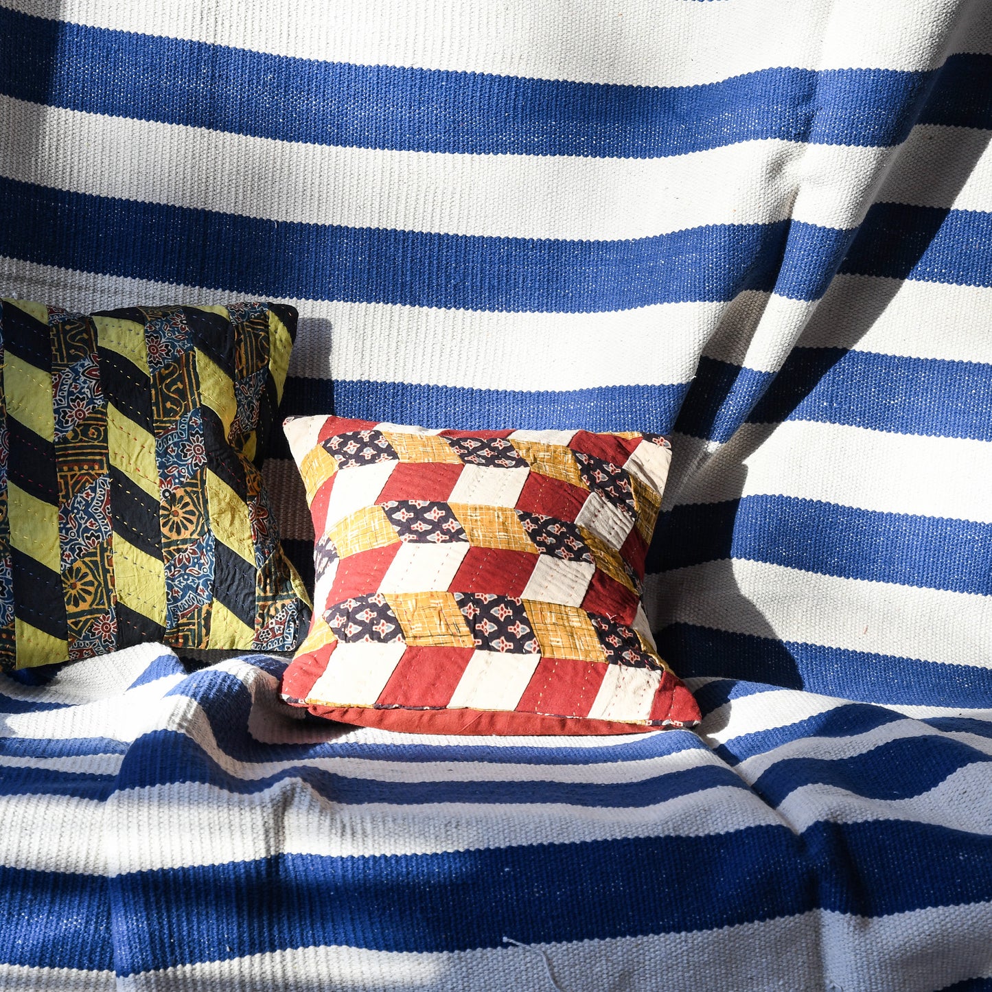 mini patchwork cushion cover | rust/cream