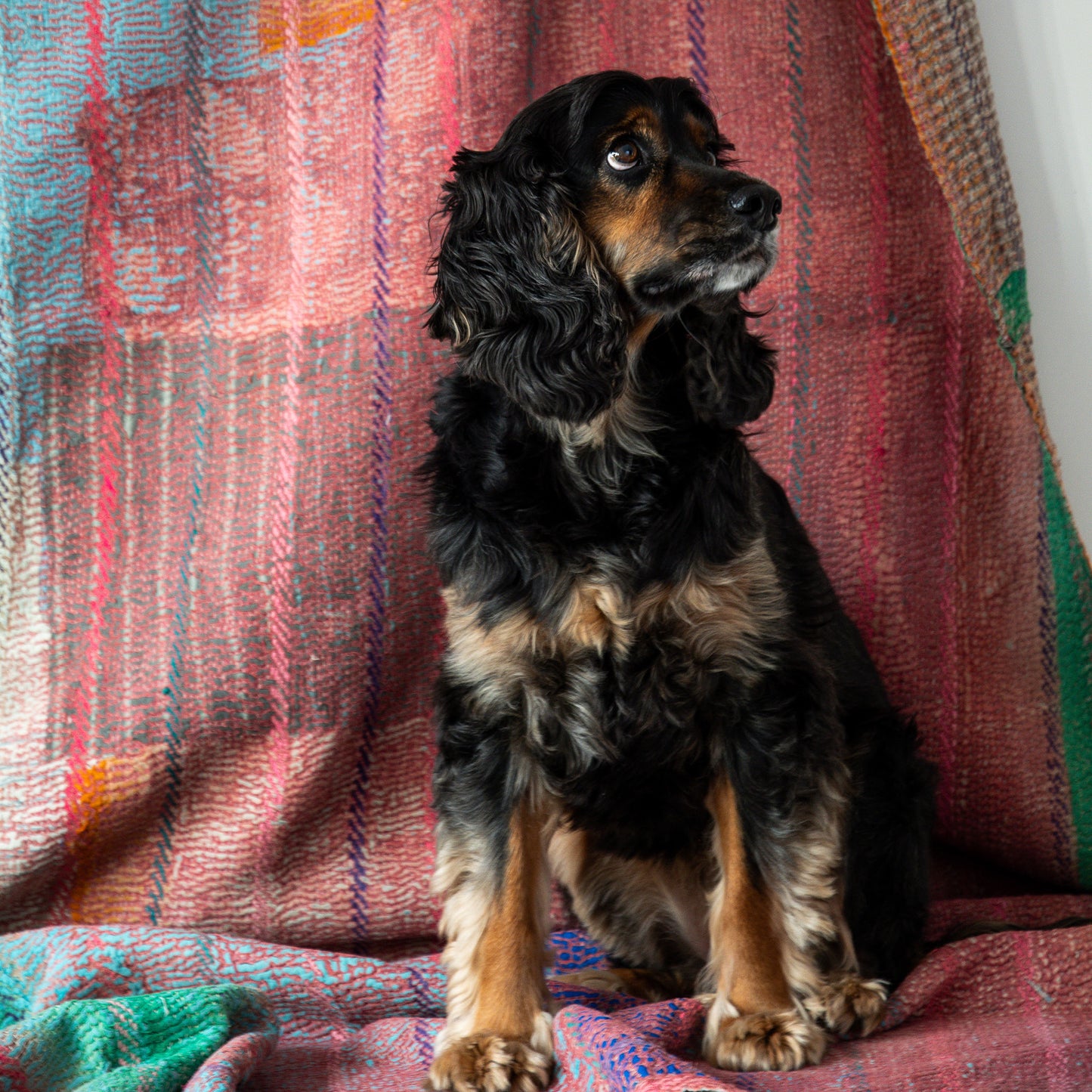 reversible vintage kantha throw | pink