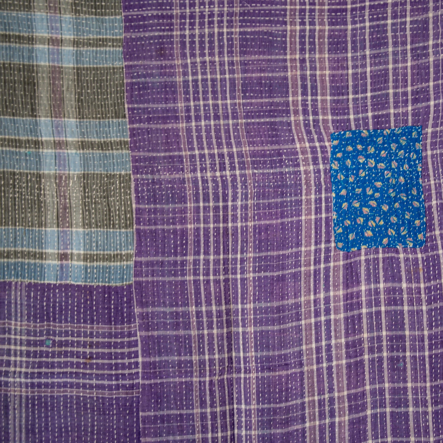 reversible vintage kantha throw | purple/green