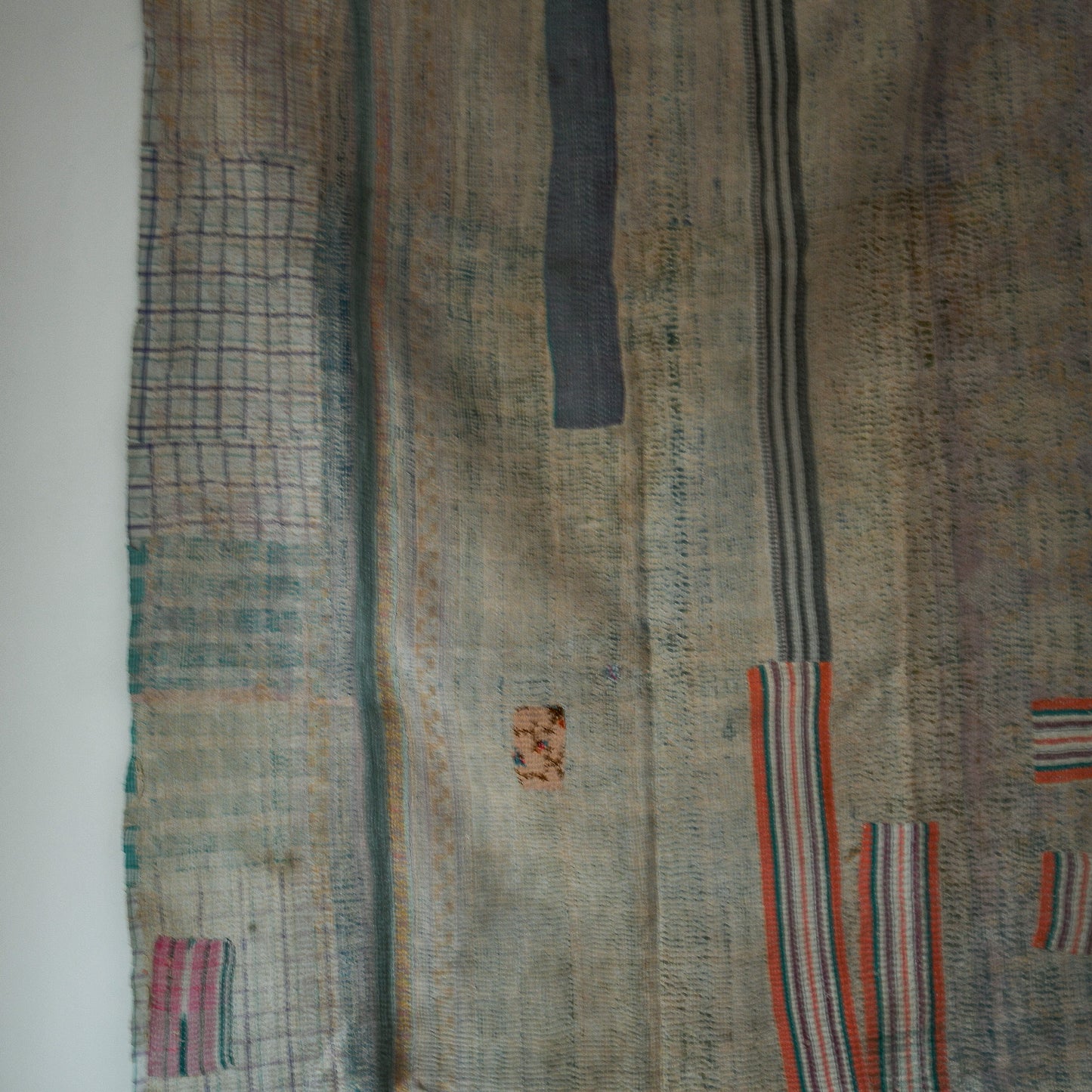 reversible vintage kantha quilt | stone