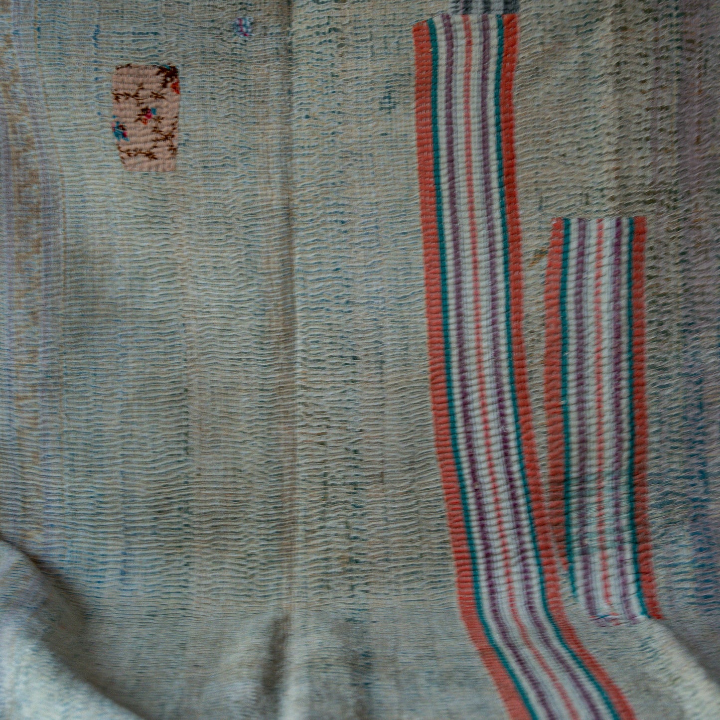 reversible vintage kantha quilt | stone