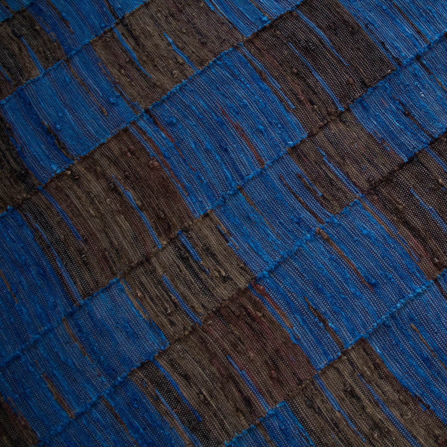 trippy indigo dye handwoven rug