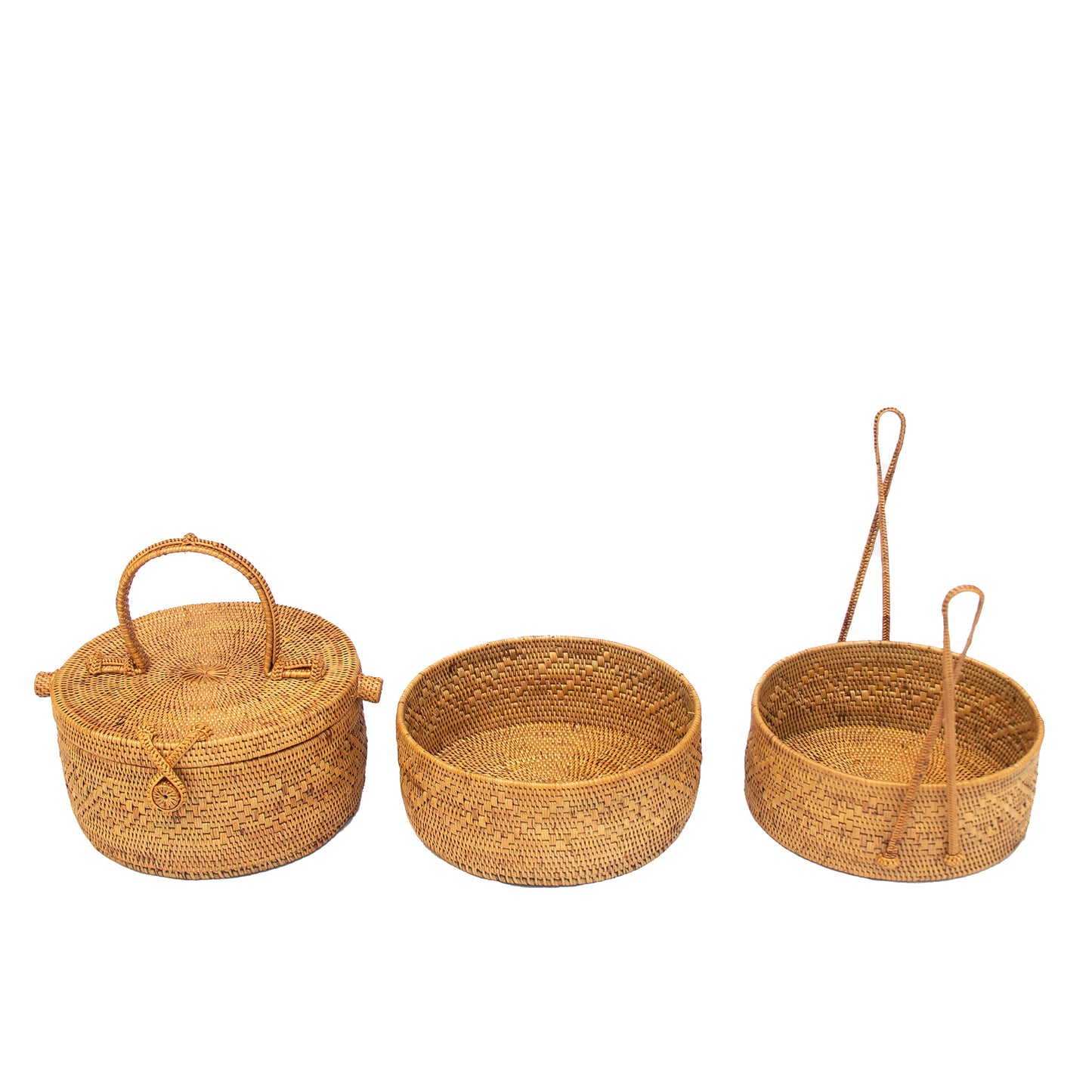 stacked handwoven tiffin storage