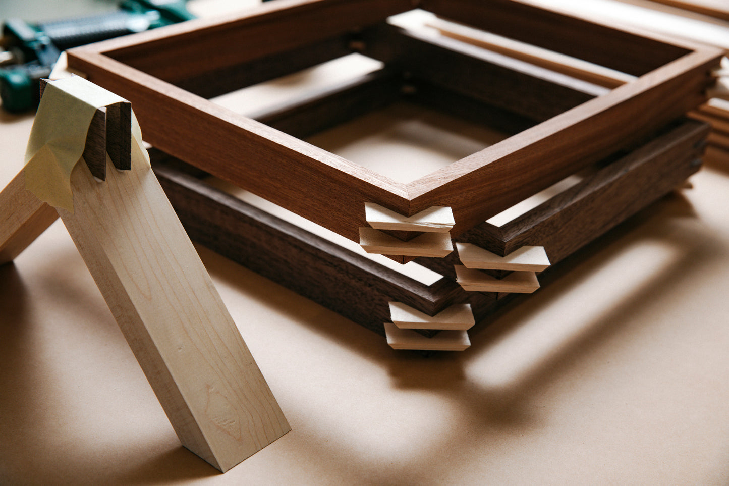 slat hand-finished custom mirror | maple/walnut