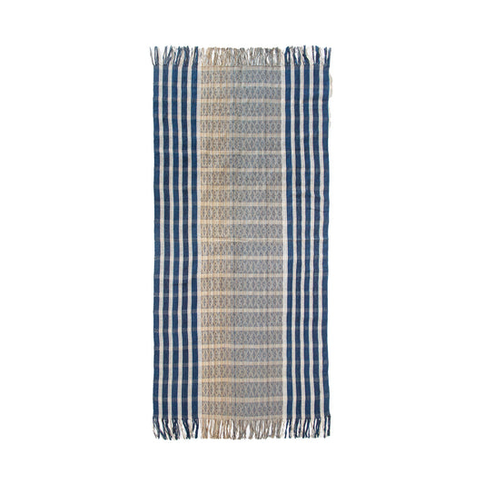 ombré indigo dye handwoven throw blanket