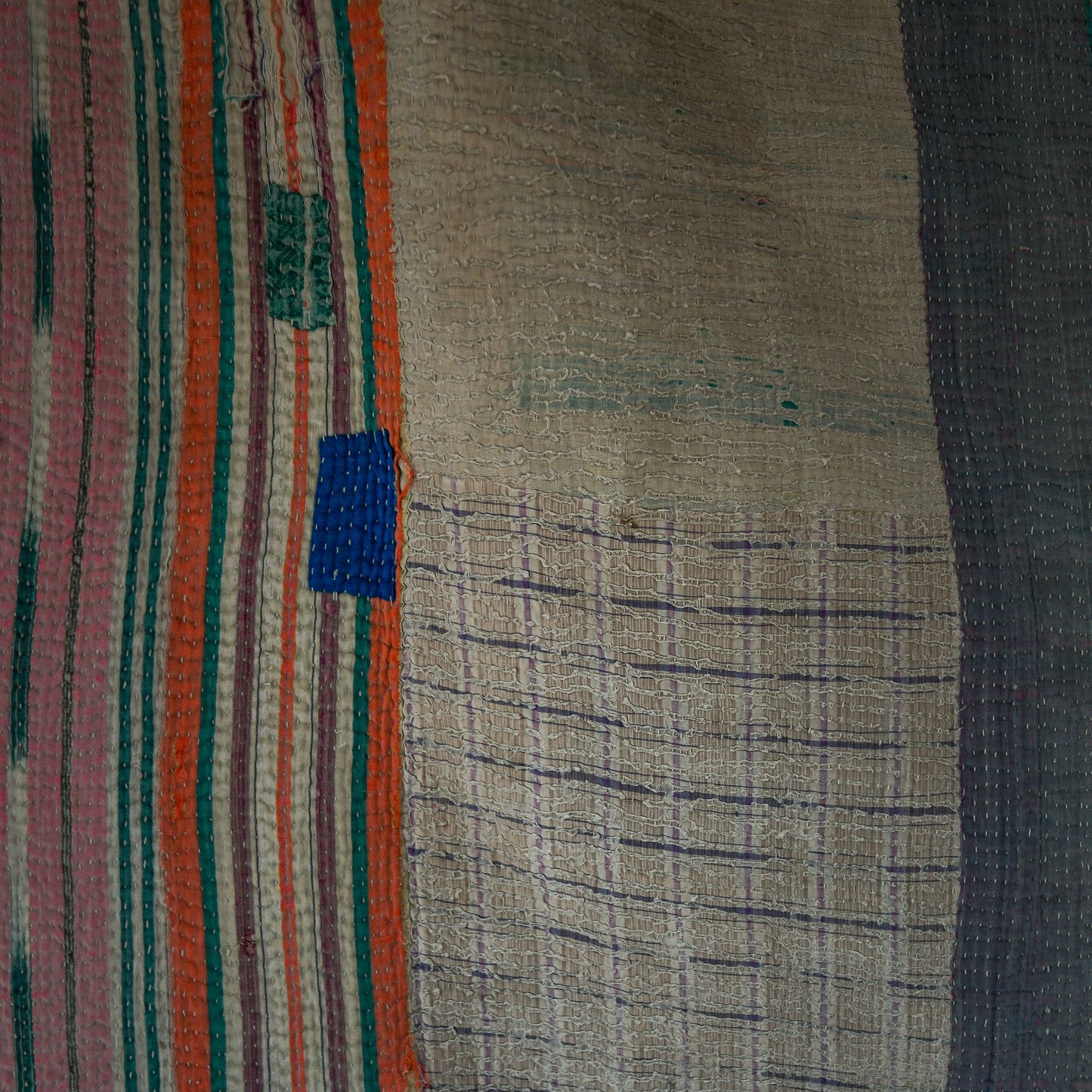 reversible vintage kantha quilt | stone