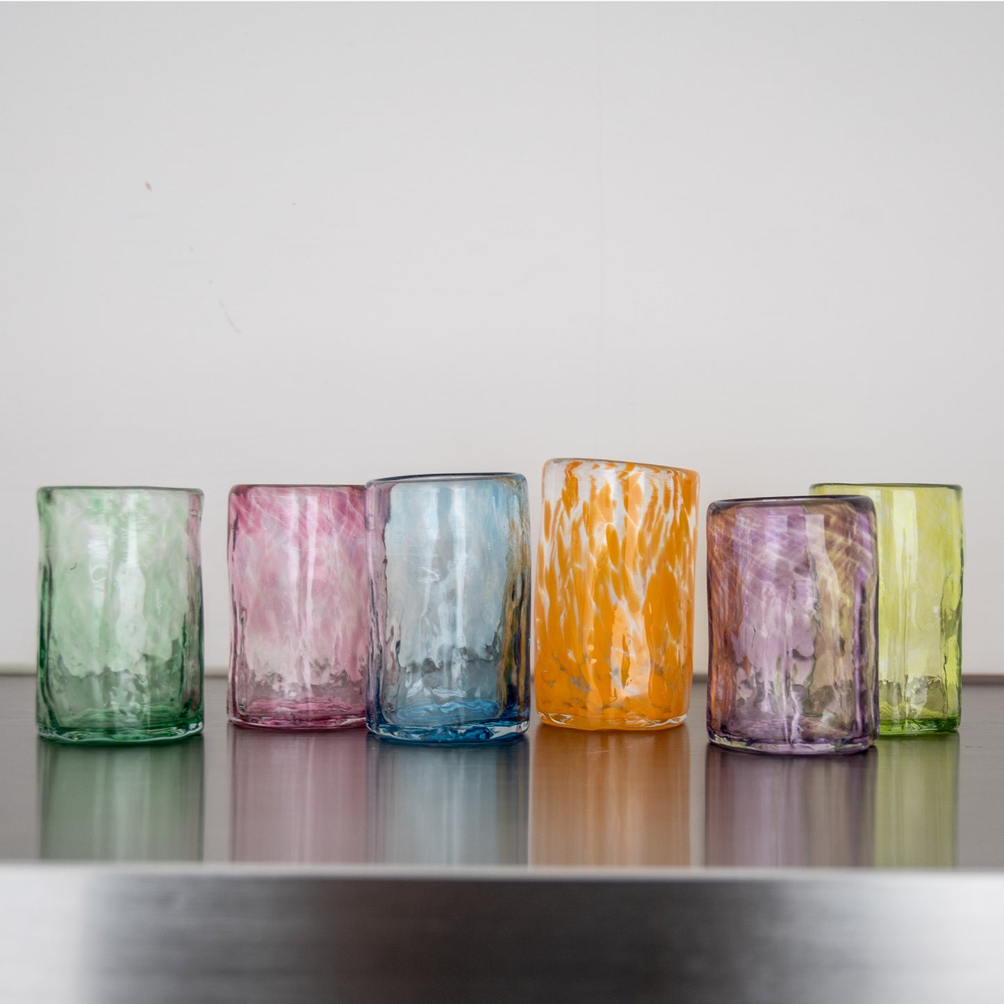 rainbow recycled handblown shot glasses | set of 6