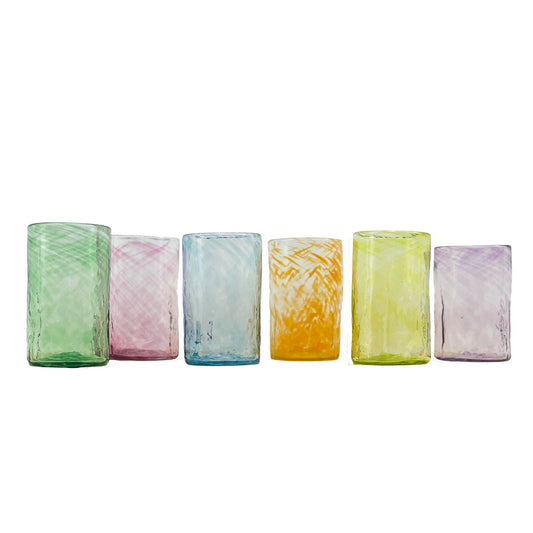 rainbow recycled handblown glass tumblers | set of 6