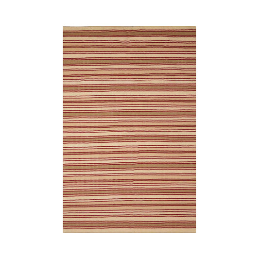 red stripe handwoven rug | red/cream/grey