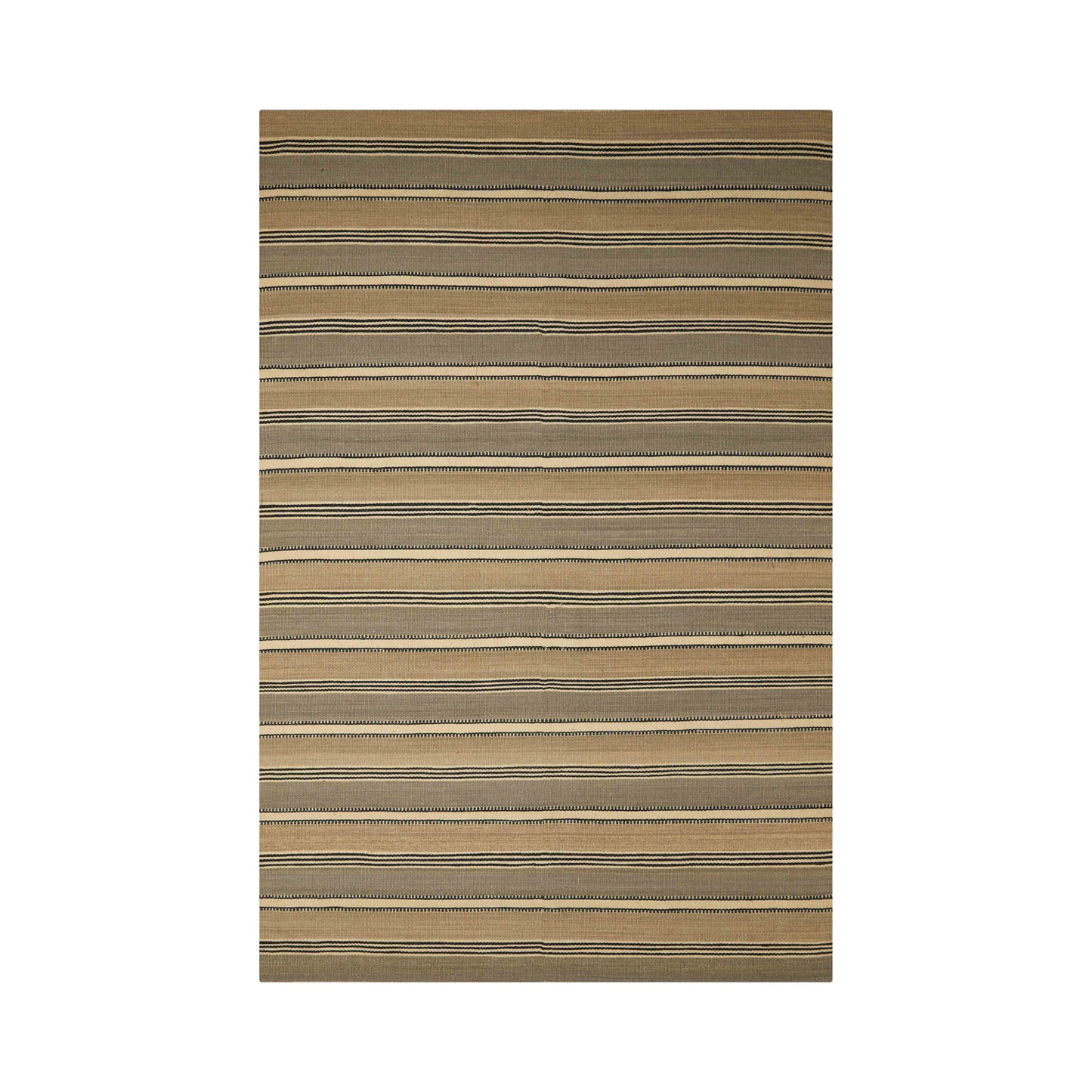 school stripe handwoven rug | blue/grey/white