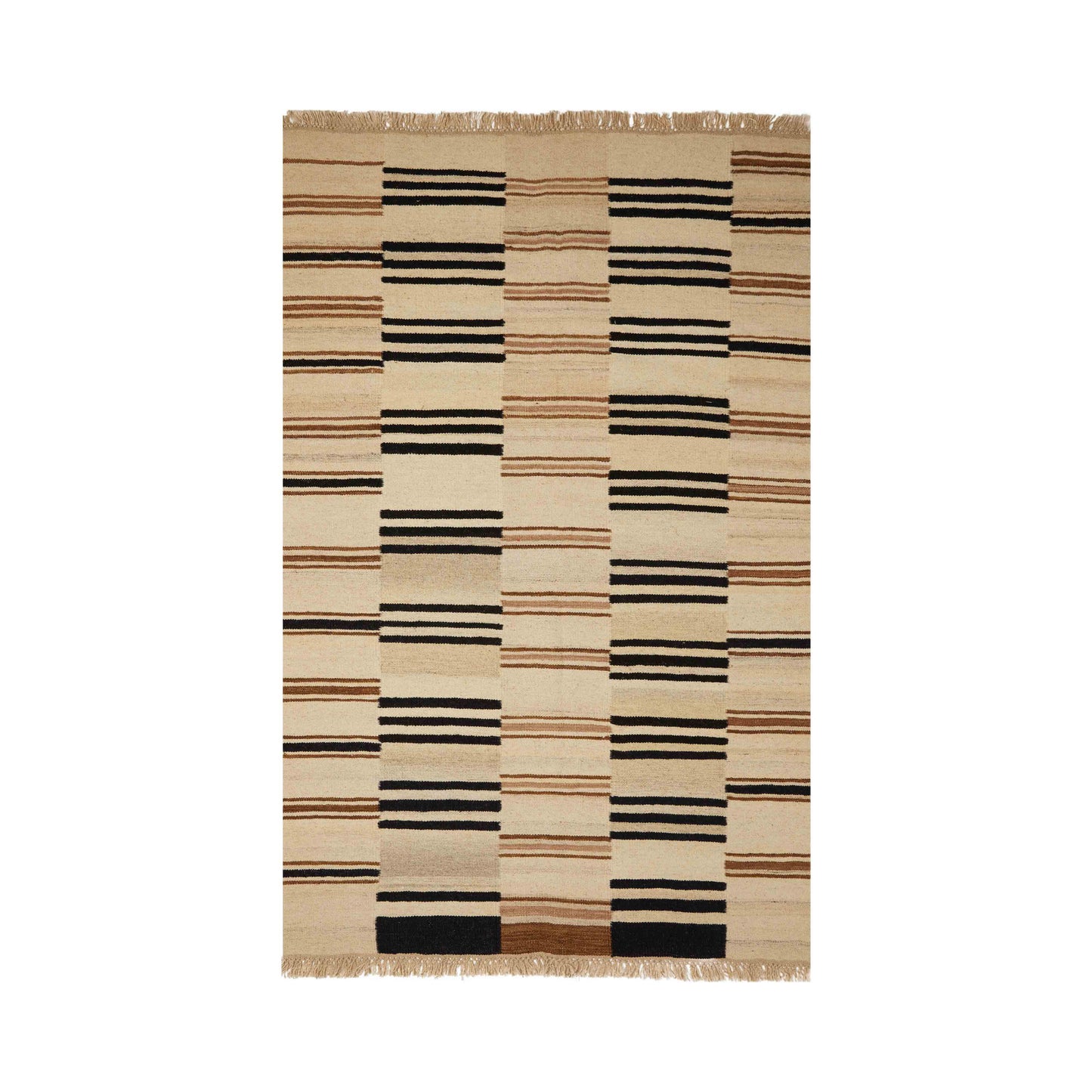 sound handwoven rug | black/brown/cream