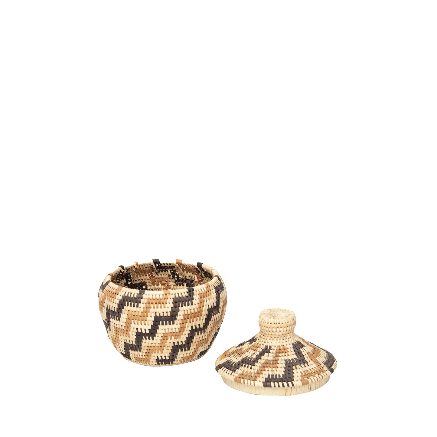 steps decorative basket with lid | natural