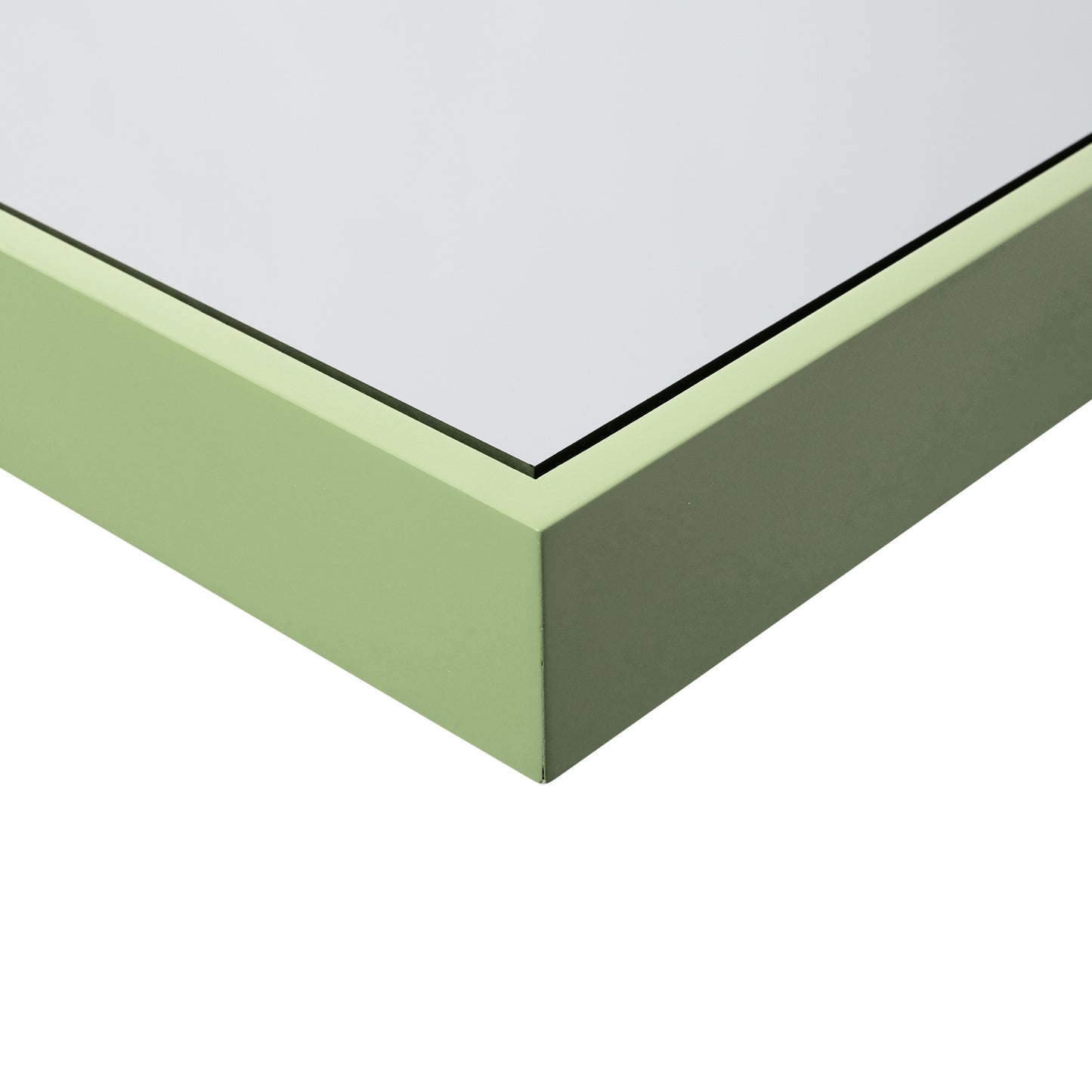 float hand-finished custom mirror - sage green