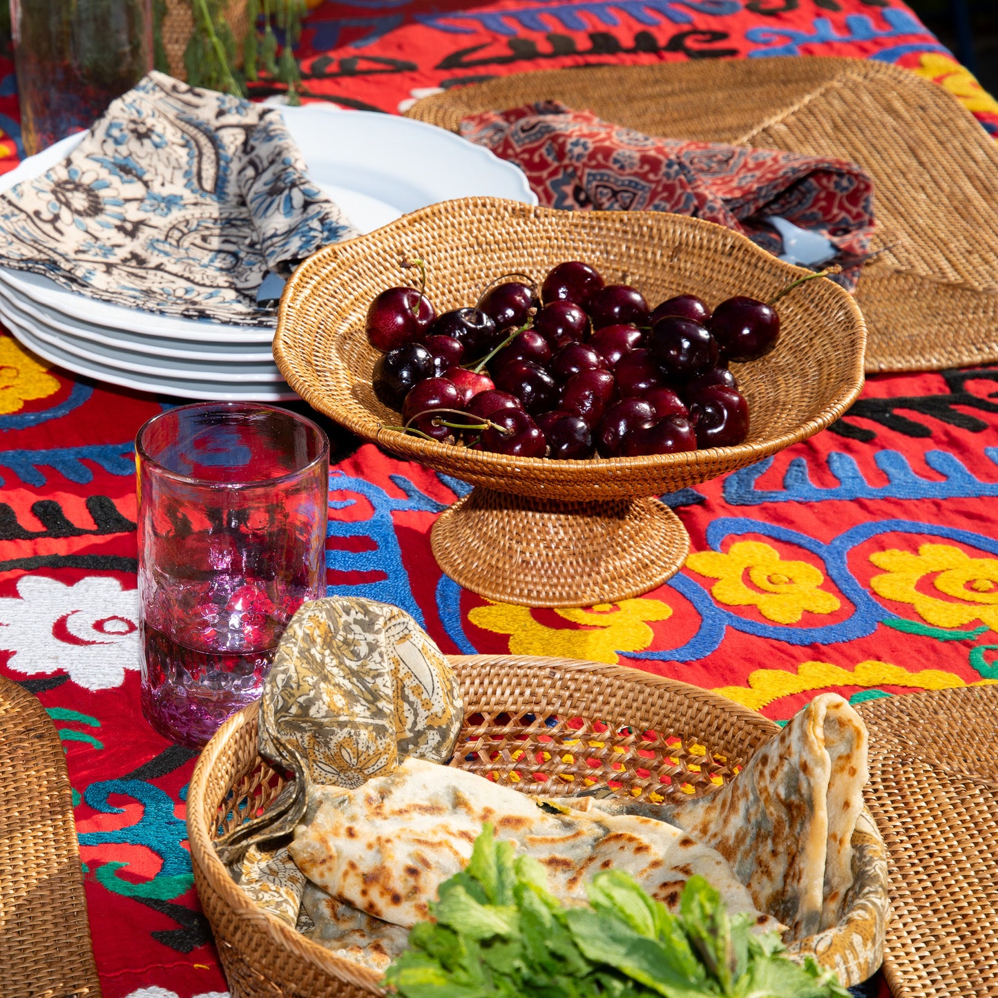 wavy handwoven basket bowl