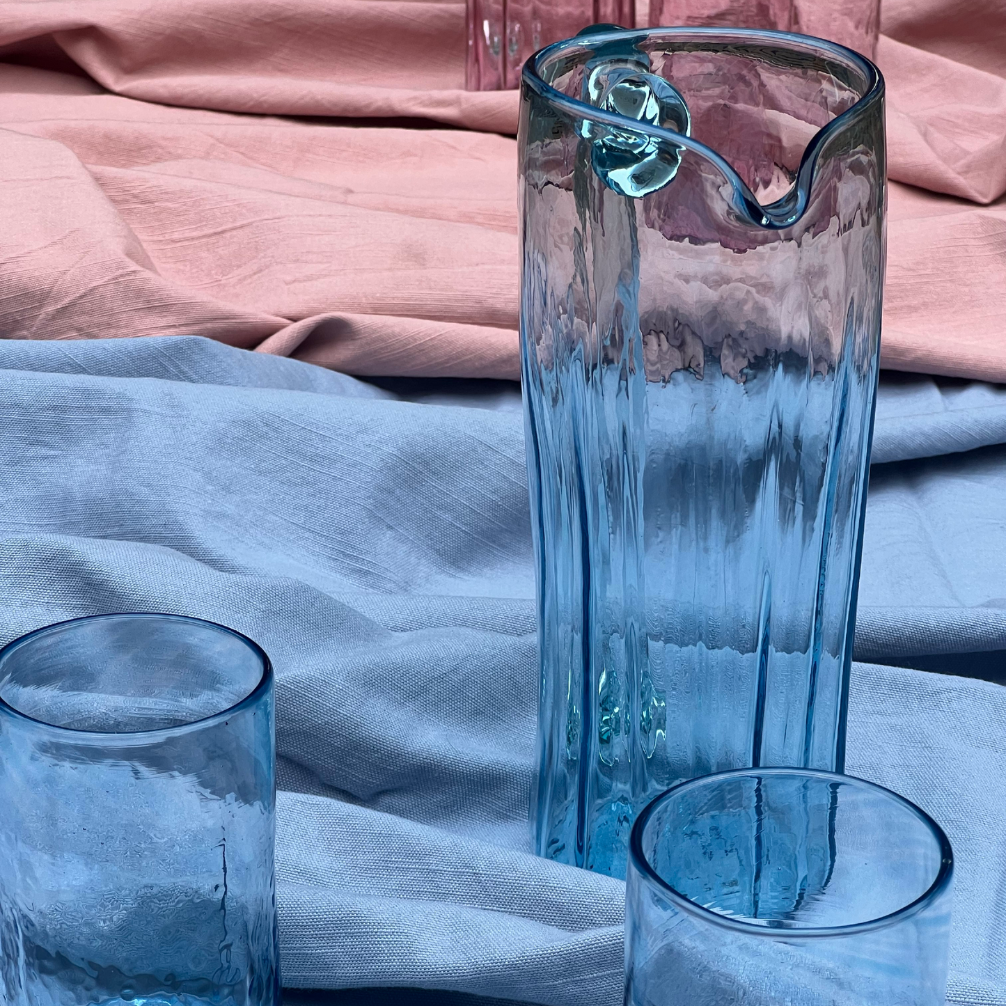 juicy handblown pitcher jug | baby blue