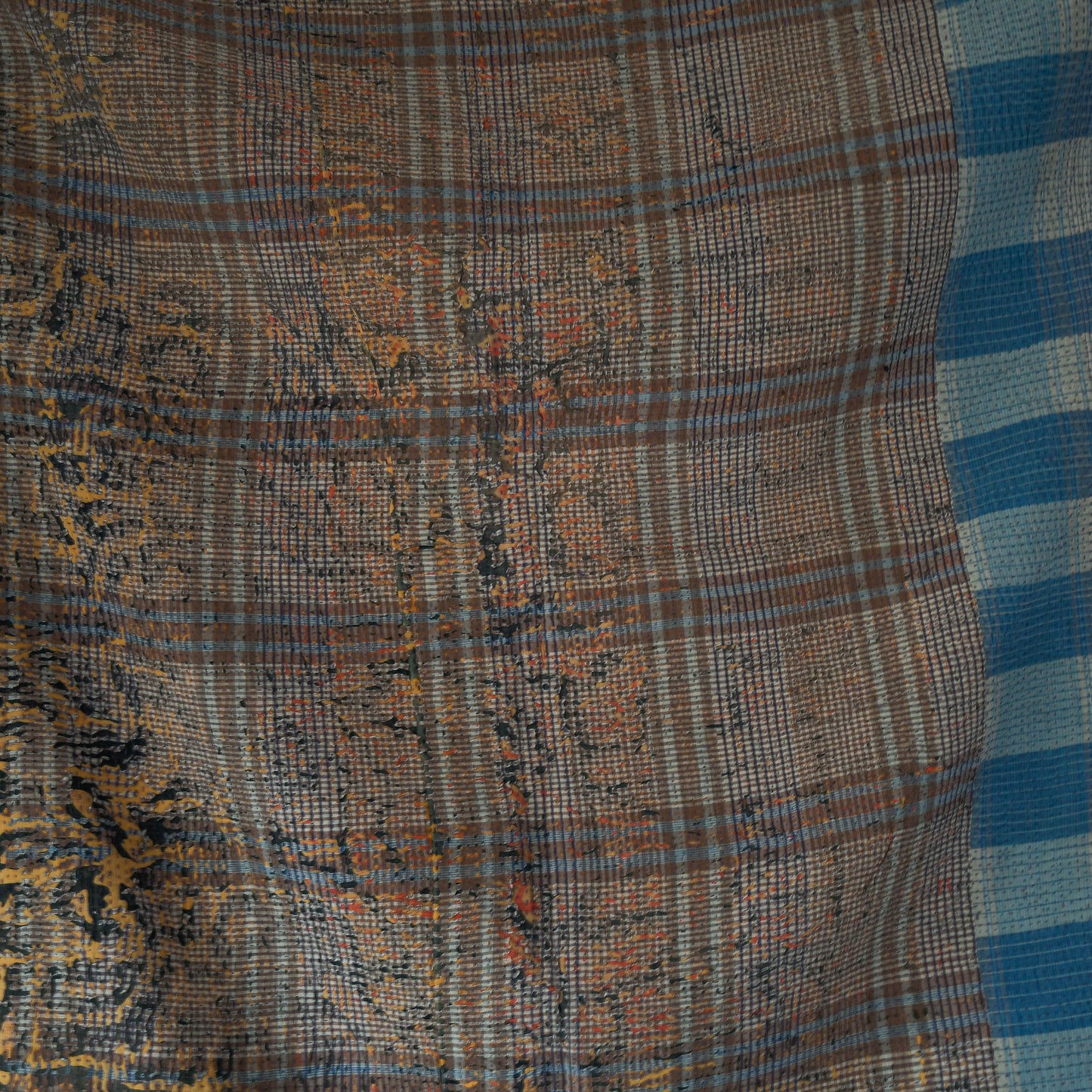 reversible vintage kantha throw | blue leopard