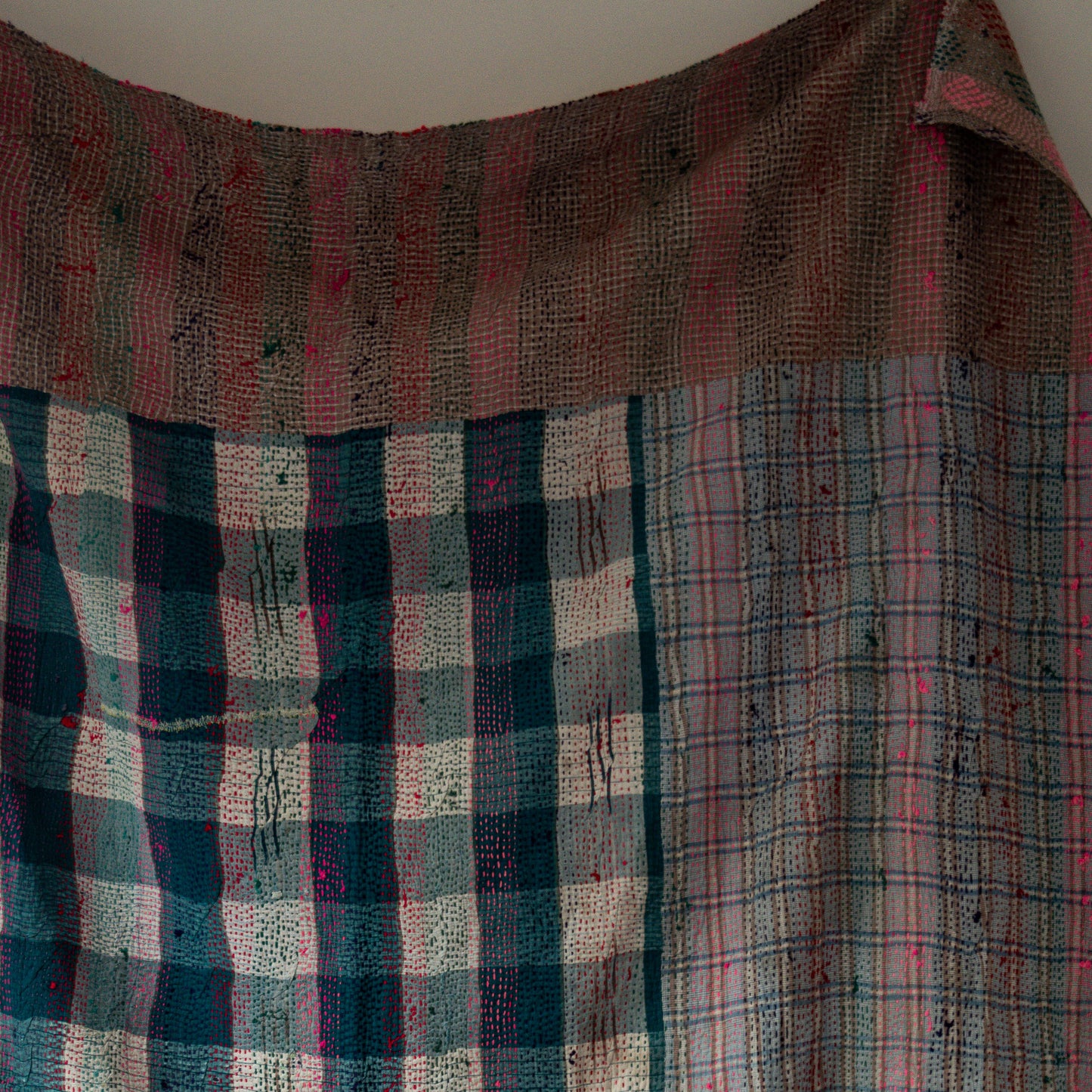 reversible vintage kantha throw | blue/pink