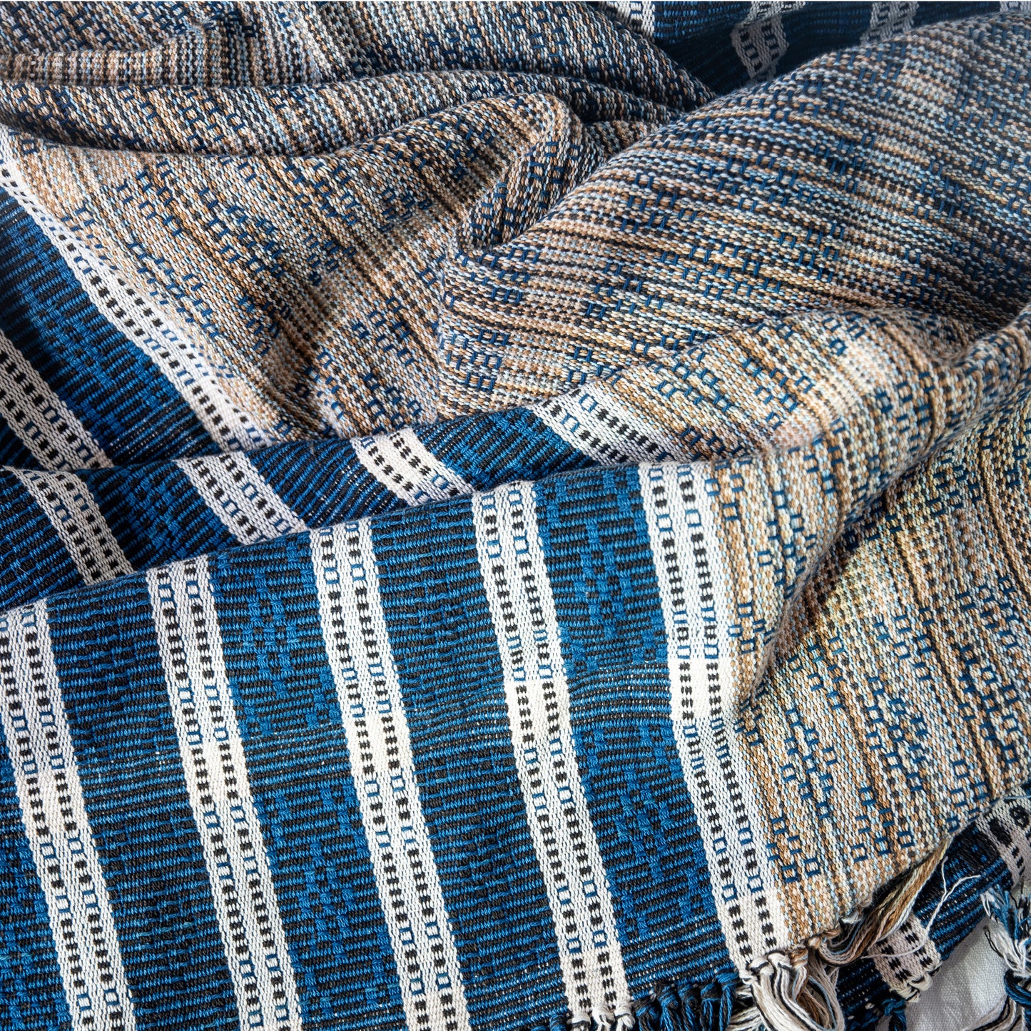 ombré indigo dye handwoven throw blanket