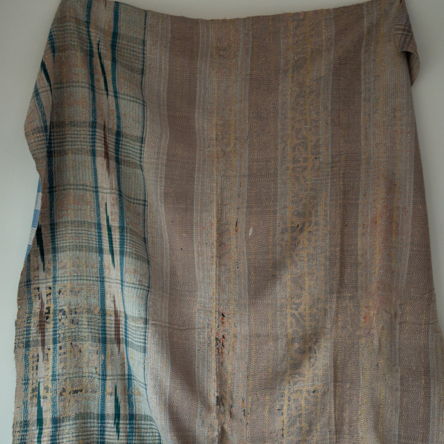 reversible vintage kantha throw | blue leopard