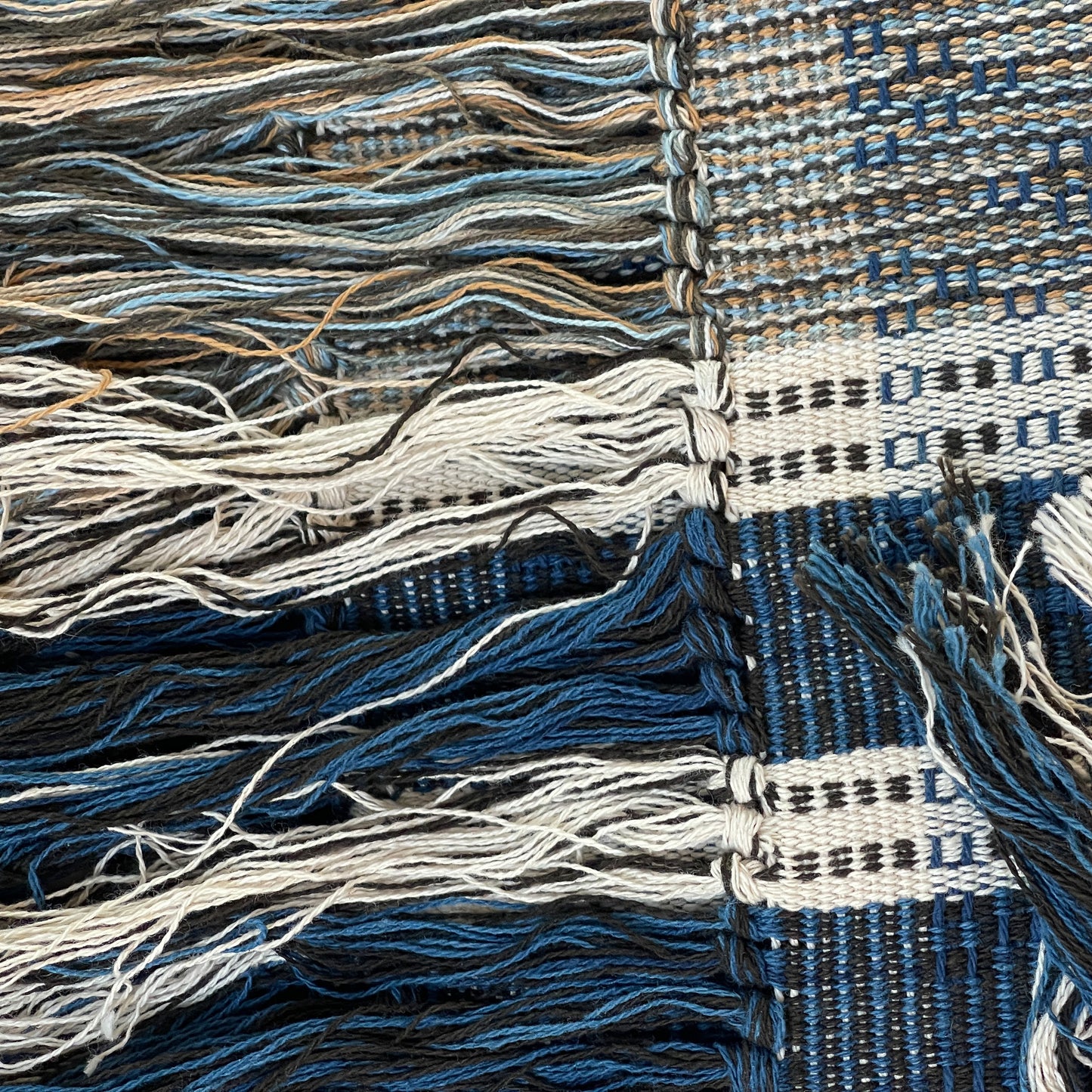 ombré indigo dye handwoven throw blanket