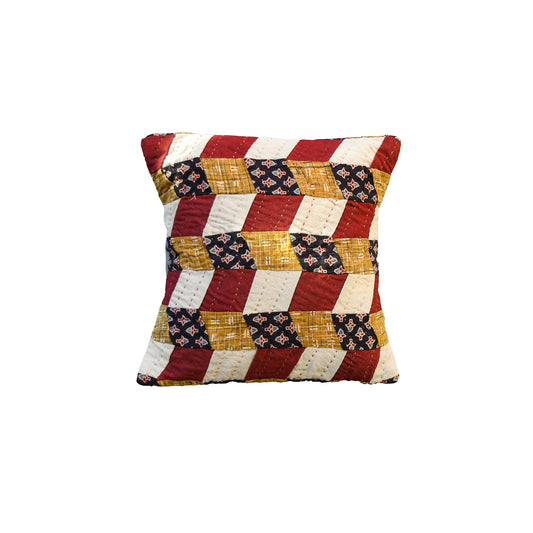 mini patchwork cushion cover | rust/cream