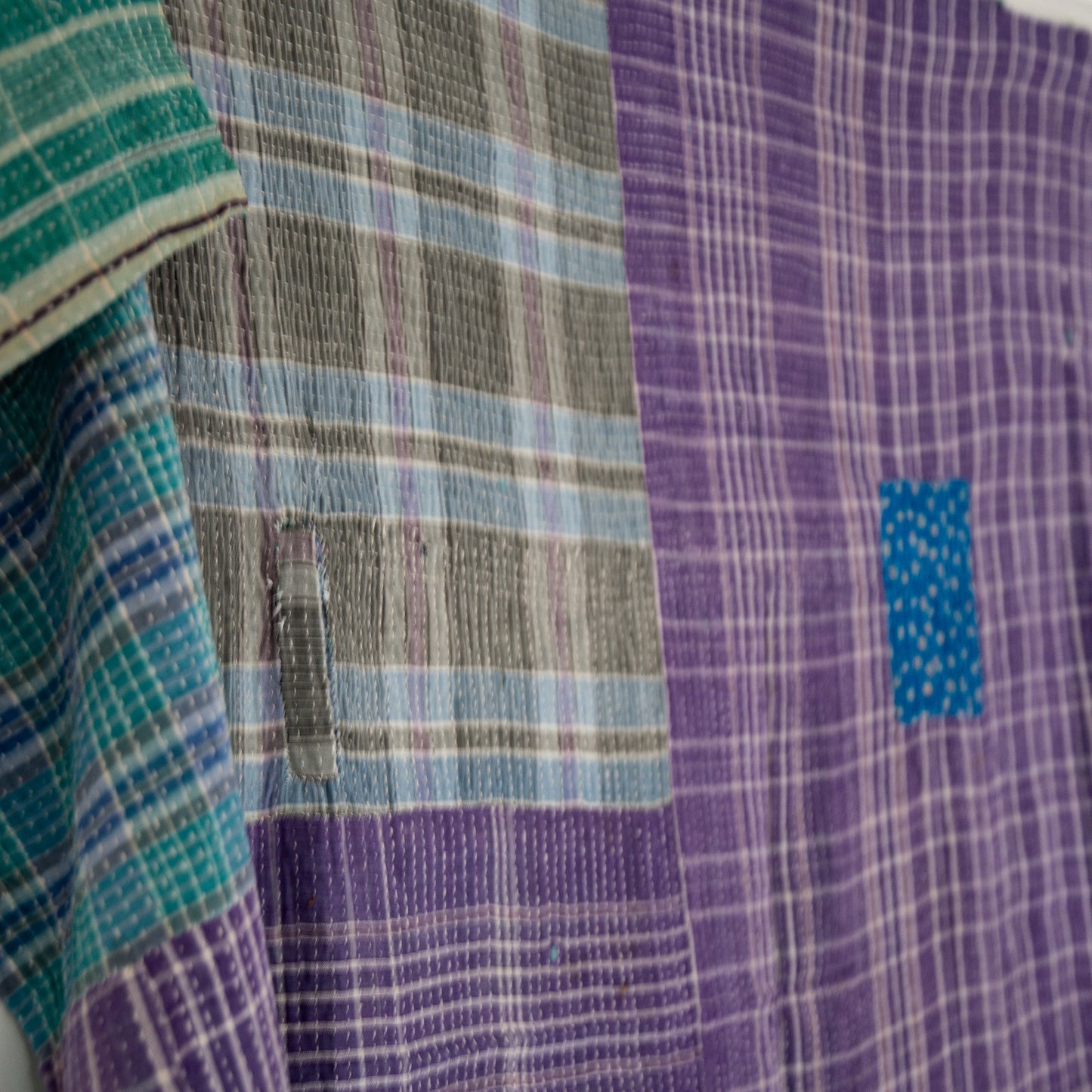 reversible vintage kantha throw | purple/green