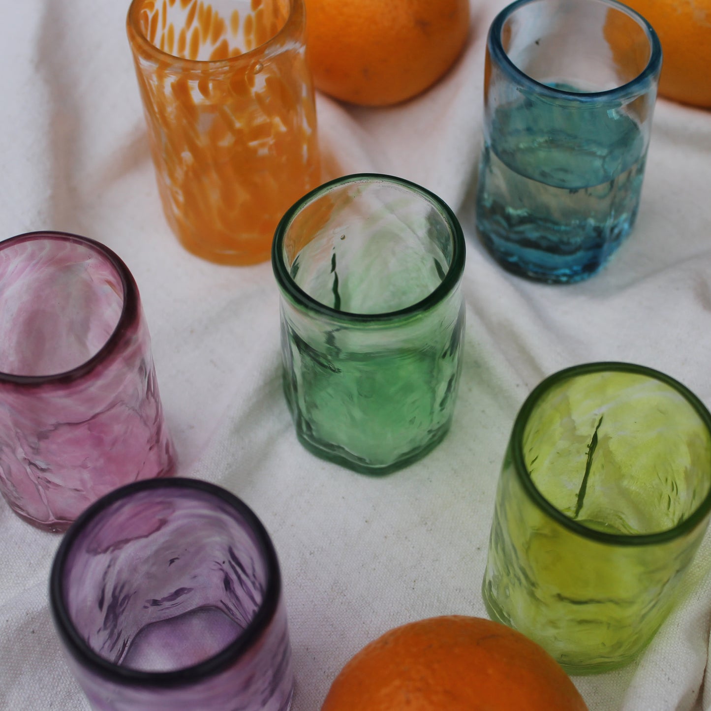 rainbow recycled handblown shot glasses | set of 6