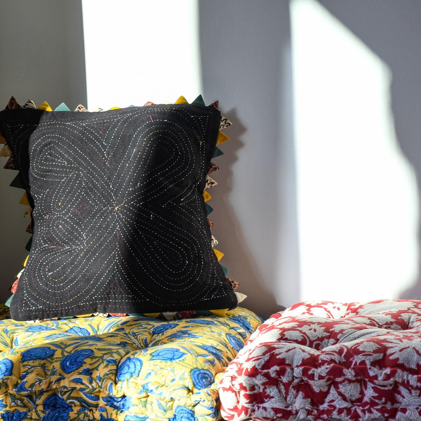 mini spike indigo dye cushion cover