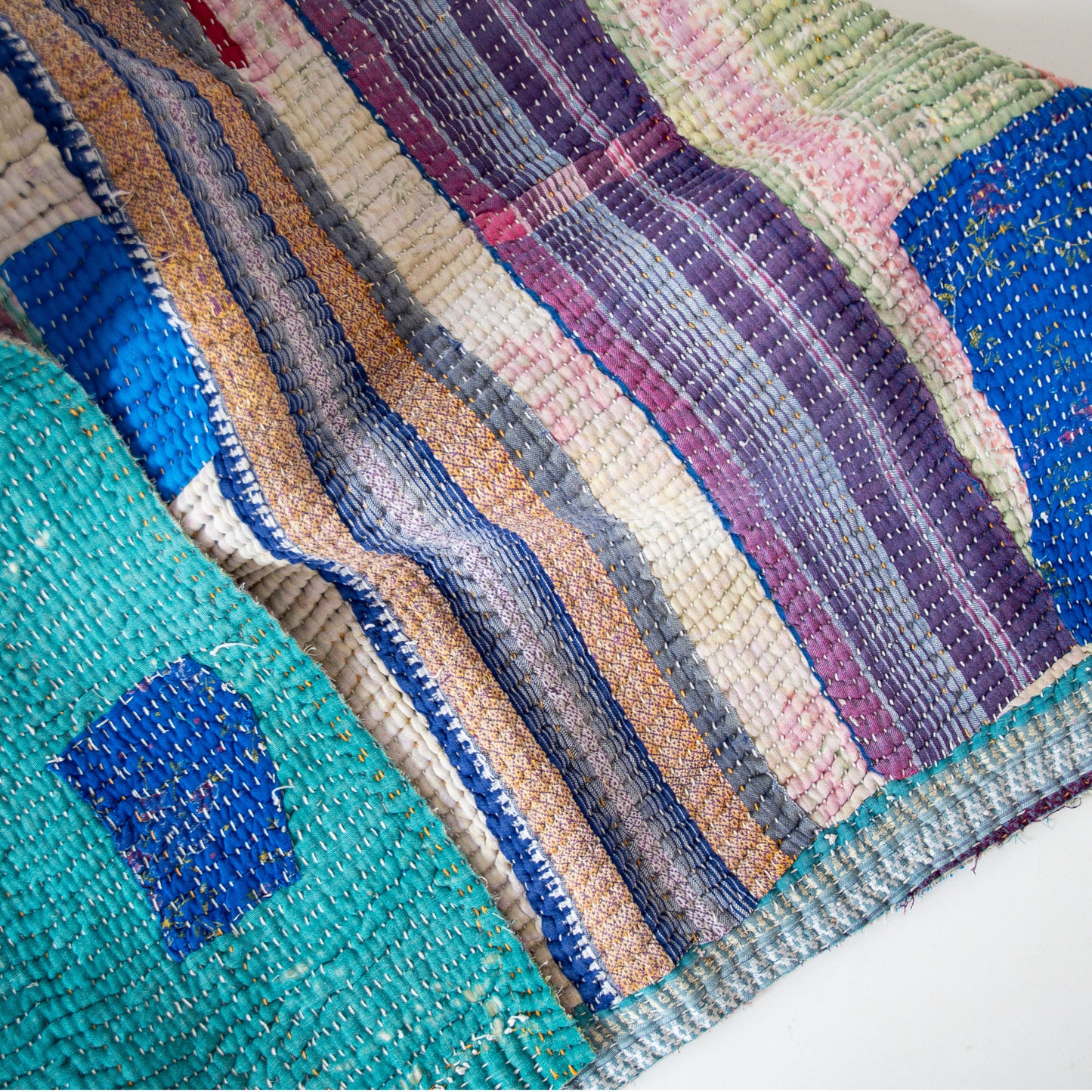 reversible mini vintage kantha quilt | multi