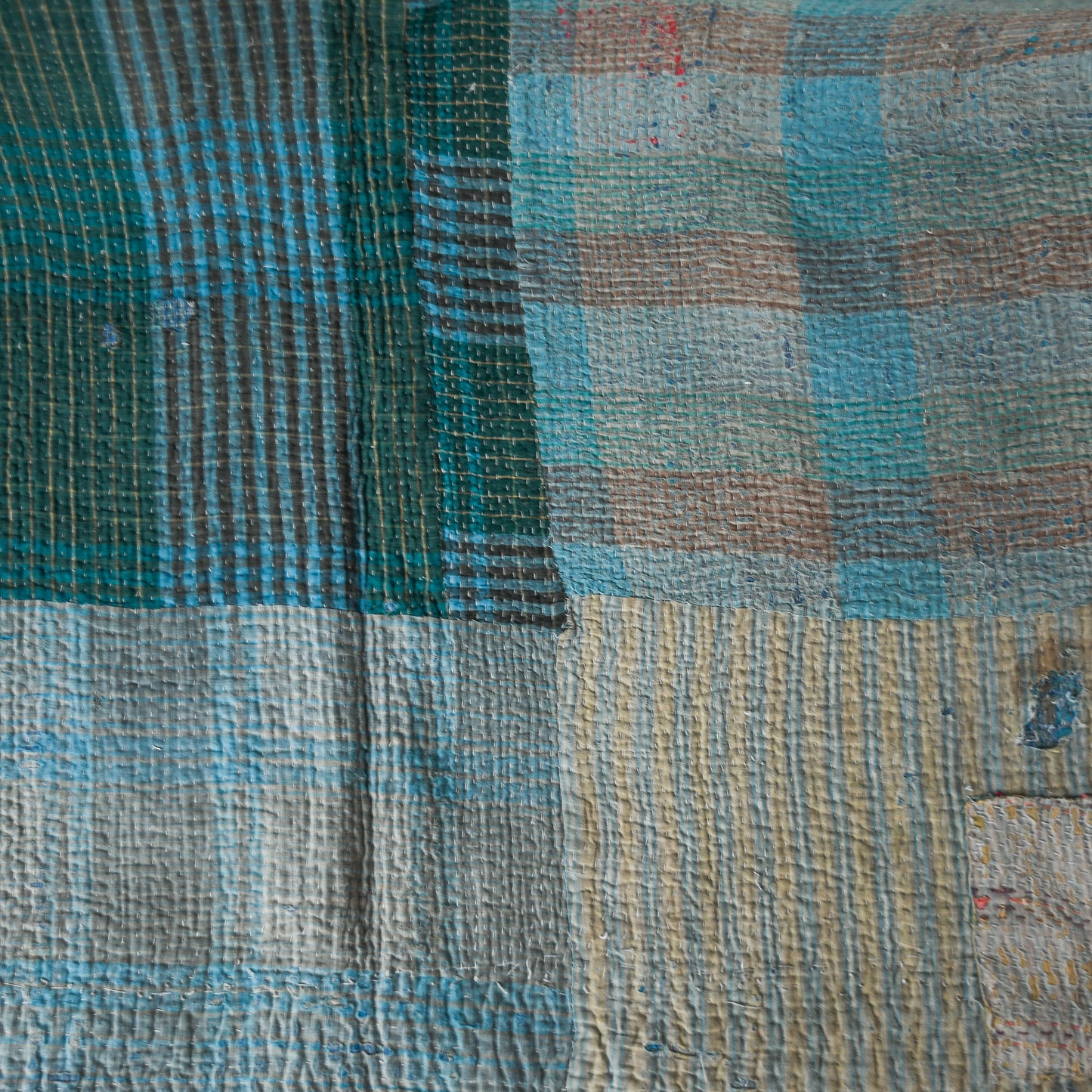 reversible vintage kantha throw | sky blue